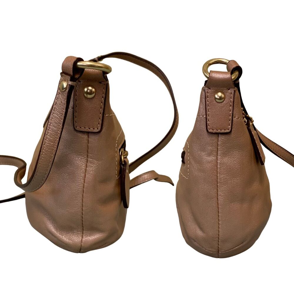 Coach Rose Gold / Bronze Leather Shoulder Bag Crossbody Purse - Picture 7 of 13